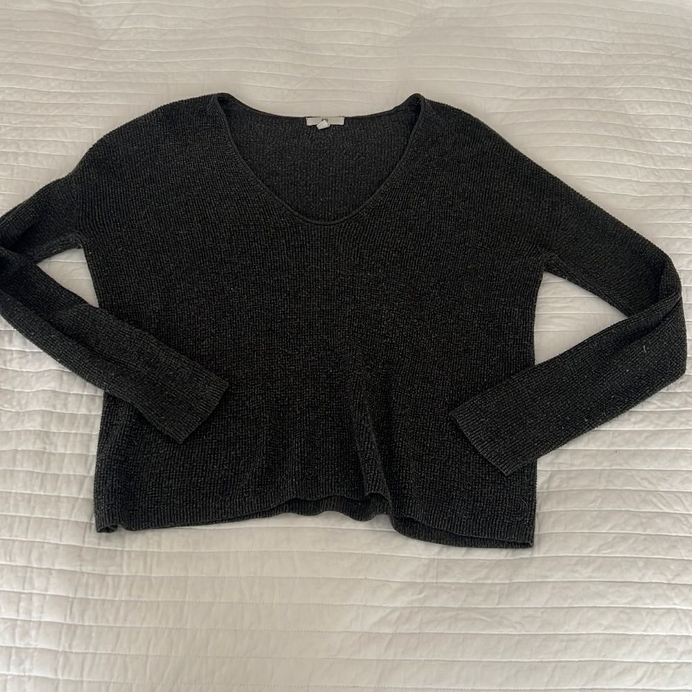 Nordstrom BP. Charcoal Gray Waffle Knit Scoop Neck Sweater - Small